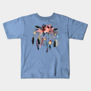 Time Flies Floral Feathered Crystal Spirit Gazer Kids T-Shirt